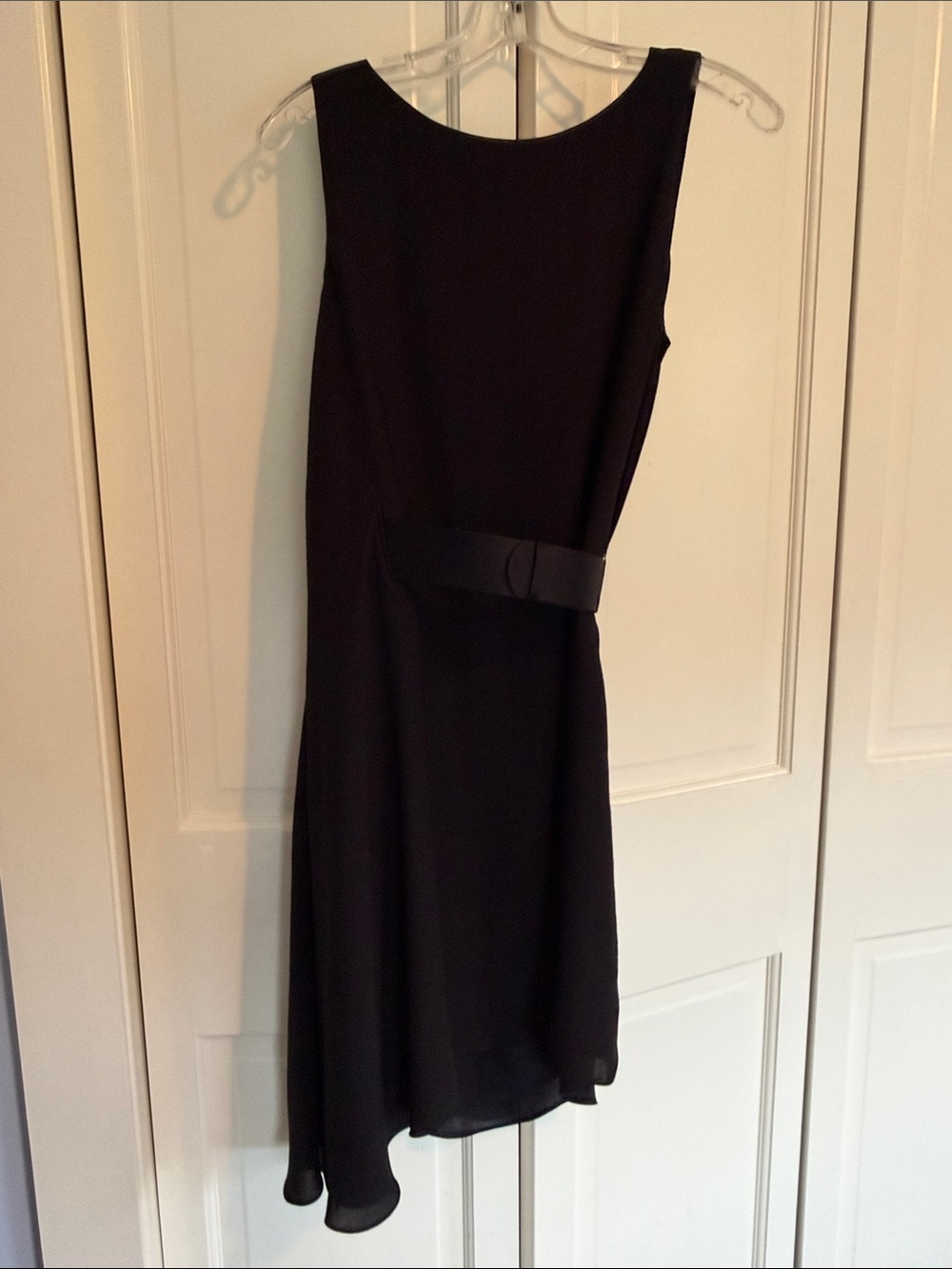 Halston Heritage Black Asymmetrical Belted Dress